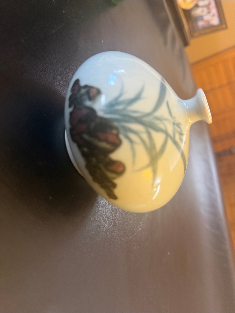 Vintage Delicate light, mint Floral Ceramic Bud Vase